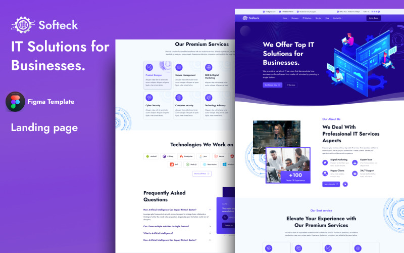 Softeck - IT Solution & Business Service Figma Landing Page Template UI Element