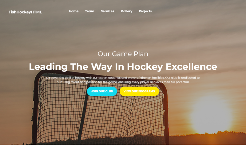 TishHockeyHTML - Hockey Club HTML Template Landing Page Template