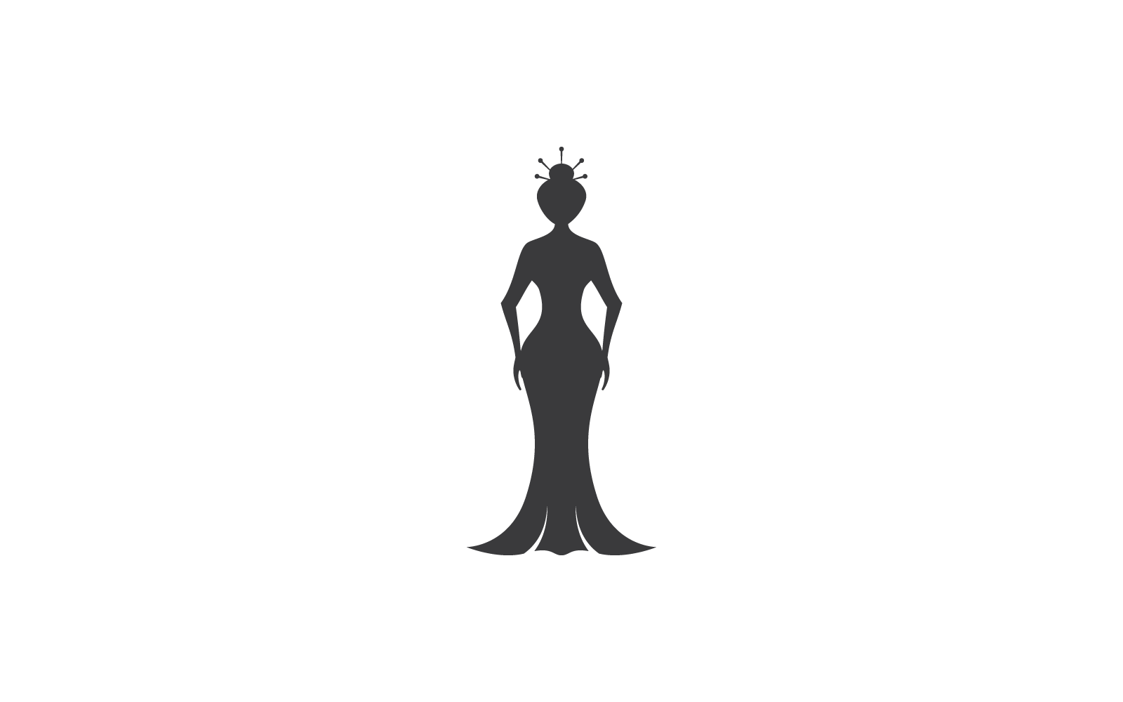 Dame rétro silhouette avec robe et chapeau icône dessin vectoriel