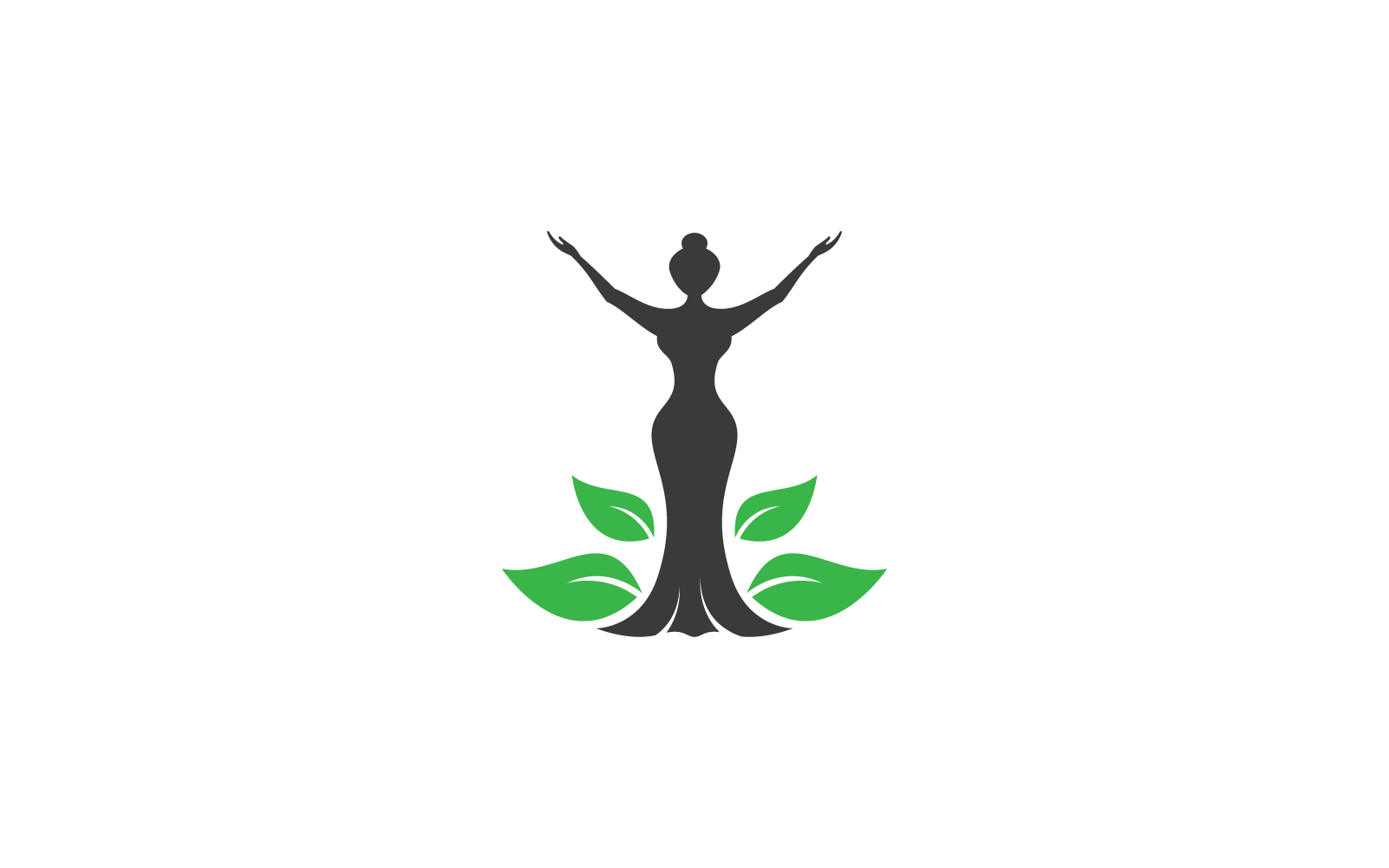 Femme de bien-être avec création vectorielle de logo médical feuille
