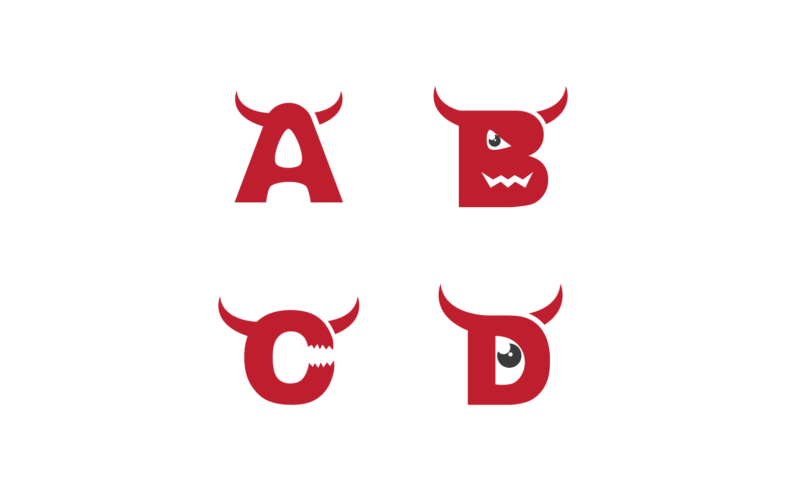 Lettre initiale avec logo Devil Horn design plat vectoriel
