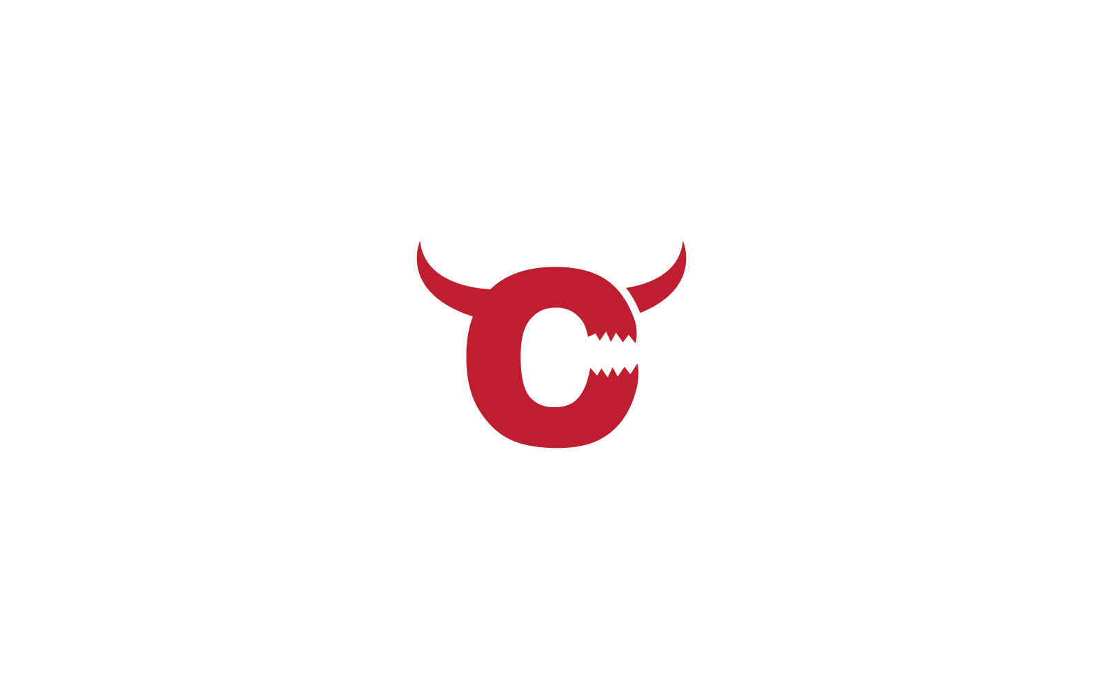 Lettre initiale C avec création vectorielle du logo de la corne du diable