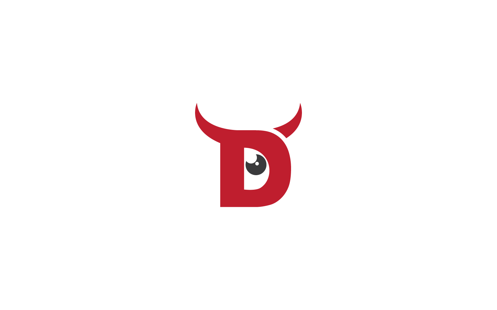 Lettre initiale D avec création vectorielle du logo de la corne du diable