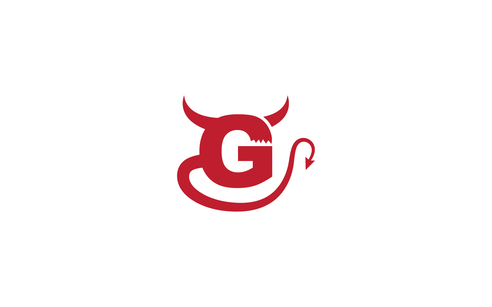 Lettre initiale G avec création vectorielle du logo de la corne du diable