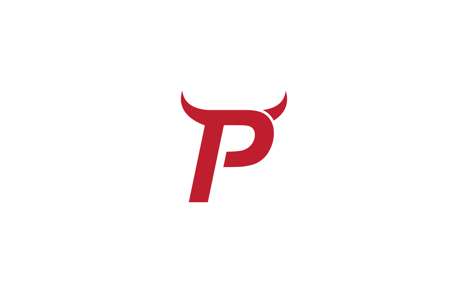 Lettre initiale P avec création vectorielle du logo de la corne du diable