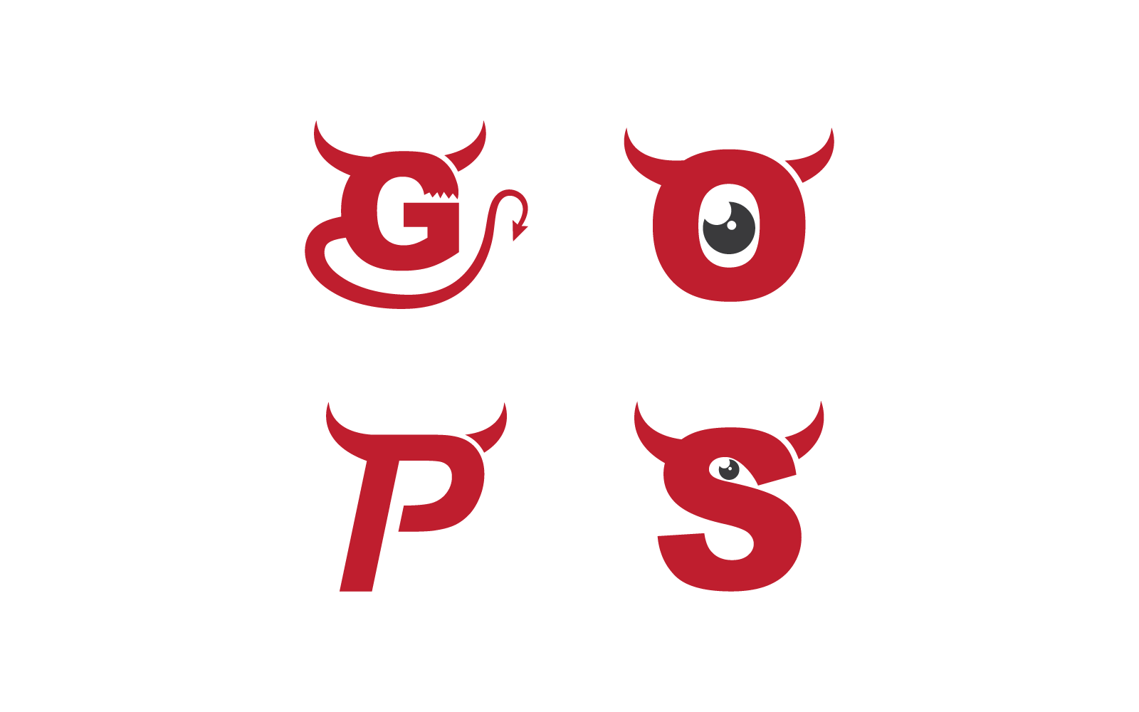 Pierwsza litera z ikoną logo diabła rogu wektor Płaska konstrukcja