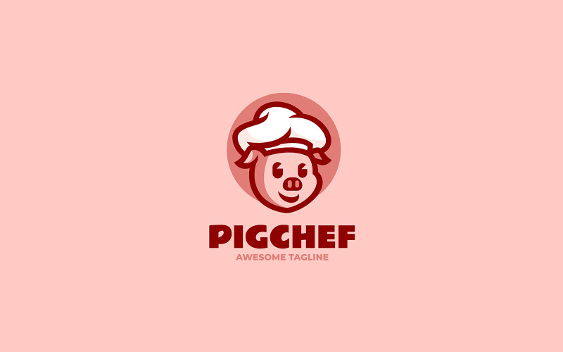 Pig Chef Mascot Cartoon Logo Logo Template