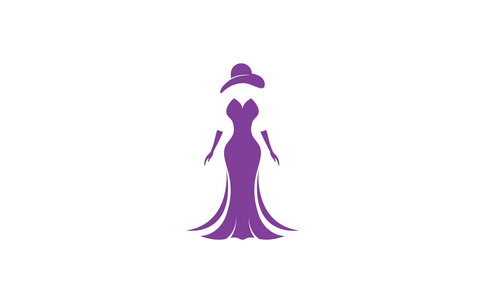 Silhouette retro lady with dress and hat vector design template