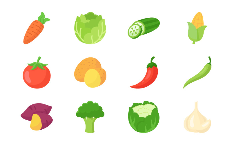 Vegetable Isolated Object Set Vector Graphic