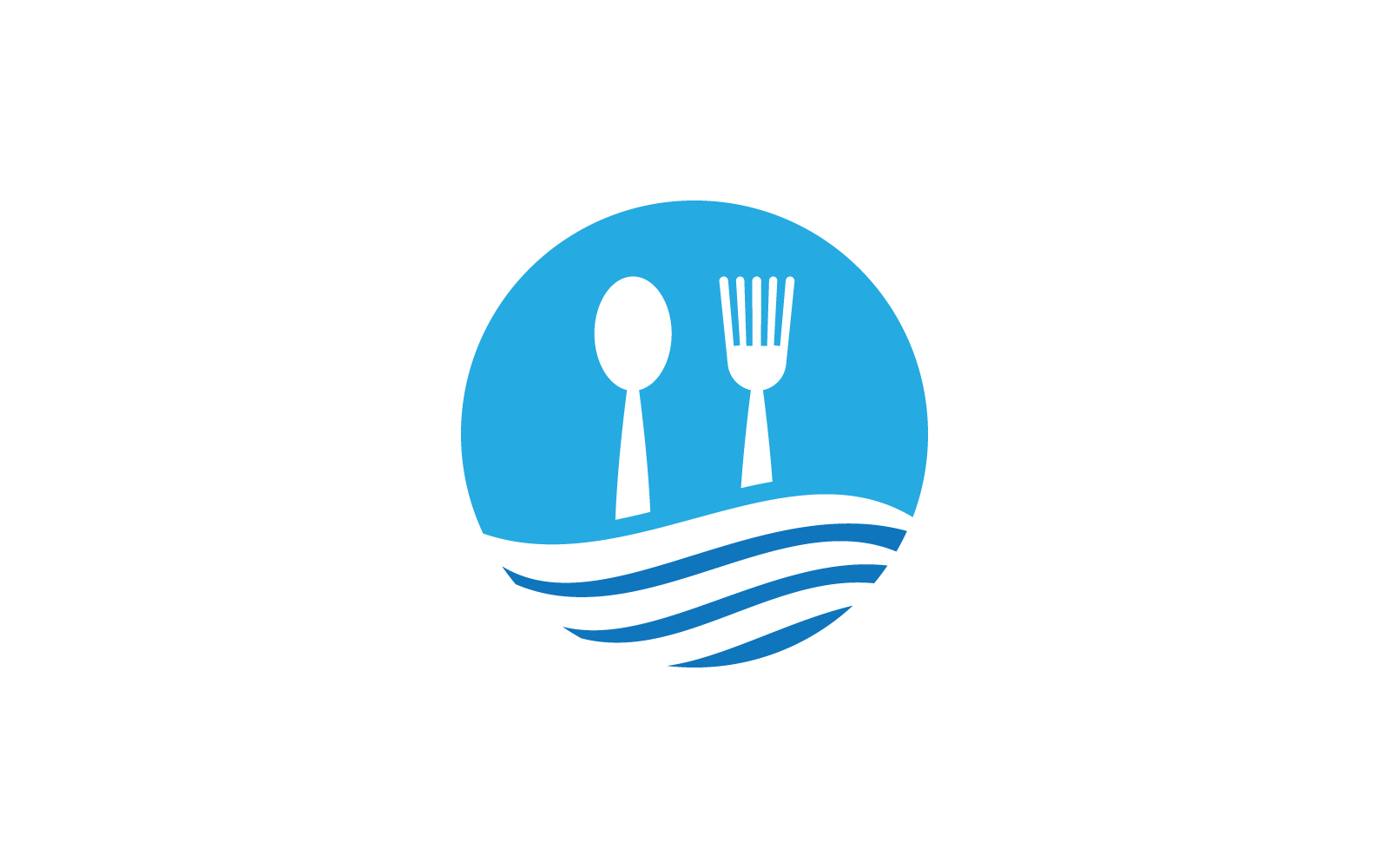 Widelec i łyżka do owoców morza logo wektor Płaska konstrukcja
