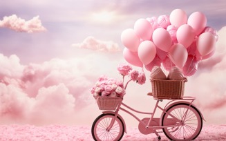 Cycle with Pink Balloon Decorated for Valentine day 01