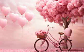 Cycle with Pink Balloon Decorated for Valentine day 07