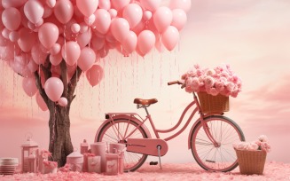 Cycle with Pink Balloon Decorated for Valentine day 08