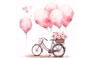 Cycle with Pink Balloon Decorated for Valentine day 19