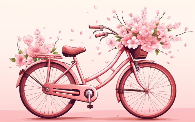 Cycle with Pink Balloon Decorated for Valentine day 23 Illustration