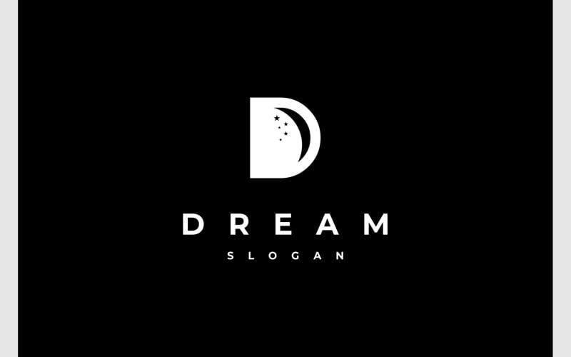 Letter D Crescent Moon Dream Logo Logo Template