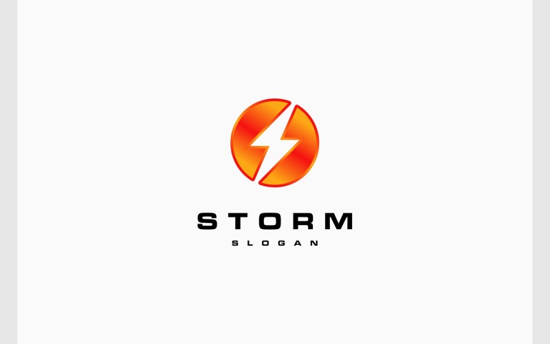 Circle Volt Electric Thunder Storm Logo Logo Template