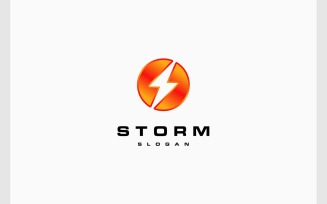 Circle Volt Electric Thunder Storm Logo
