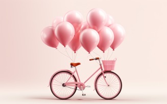 Cycle with Pink Balloon Decorated for Valentine day 26