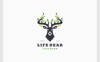 Deer Antler Leaf Natural Horn Logo
