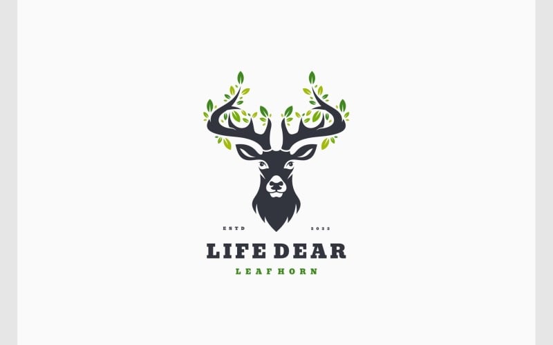 Deer Antler Leaf Natural Horn Logo Logo Template