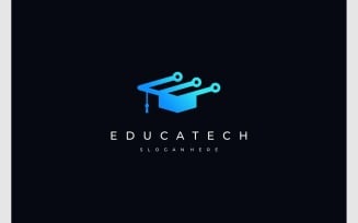 Education Study Hat Graduation Circuit Technology Logo