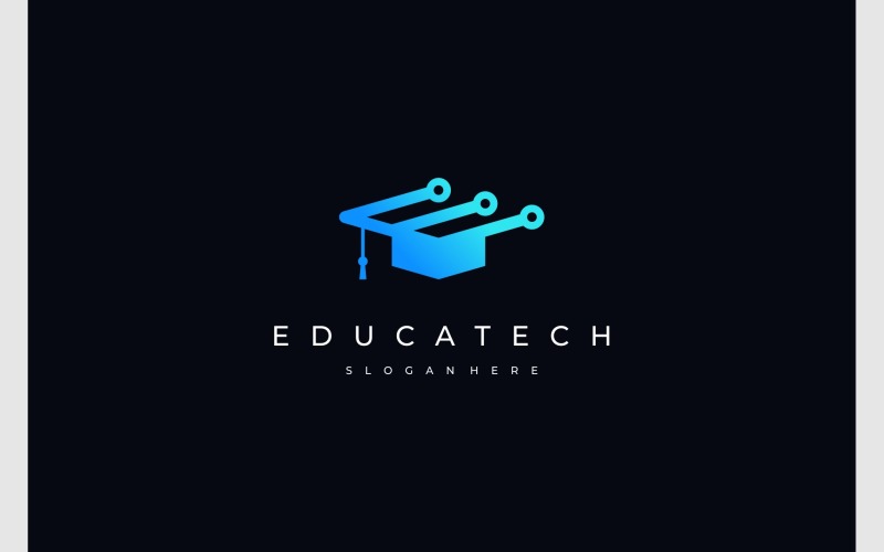 Education Study Hat Graduation Circuit Technology Logo Logo Template