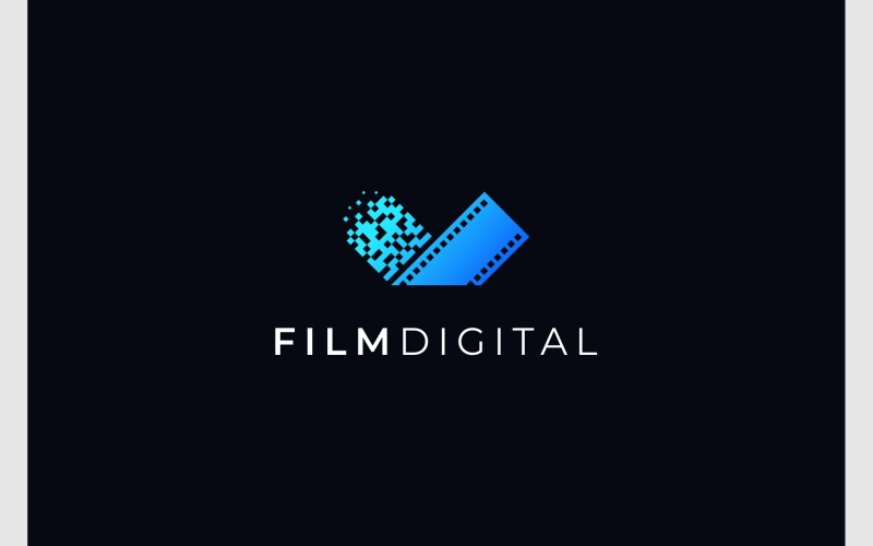 Filmstrip Movie Pixel Digital Technology Logo Logo Template