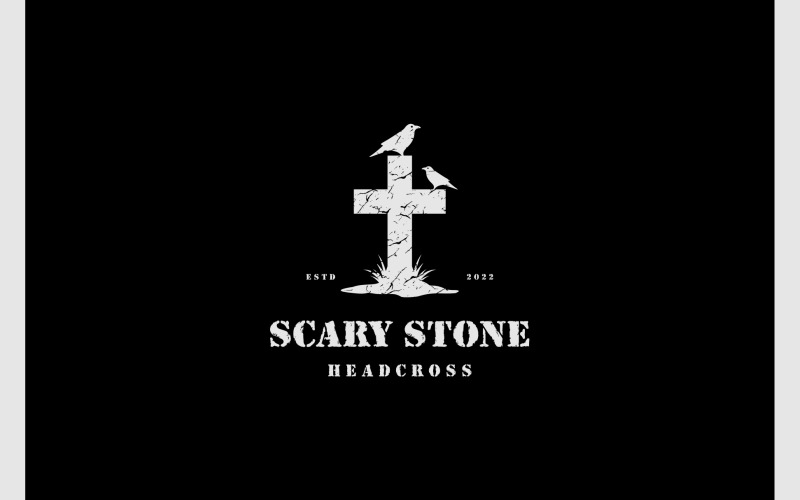 Headstone Tombstone Cross Cemetery Scary Logo Logo Template