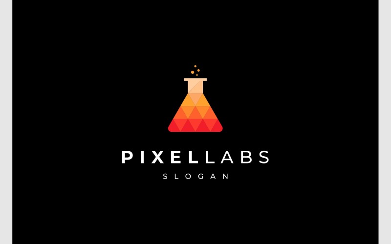 Lab Glass Flask Pixel Triangle Logo Logo Template