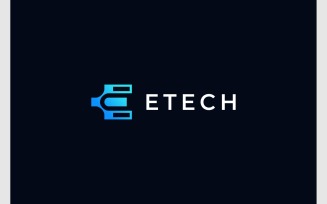 Letter E Connection Technology Logo