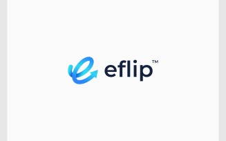 Letter E Loop Arrow Flip Logo
