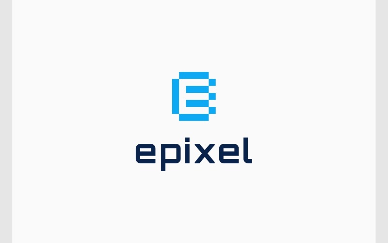Letter E Pixel Digital Technology Logo Logo Template