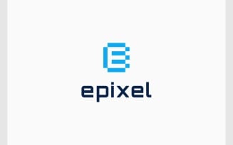 Letter E Pixel Digital Technology Logo