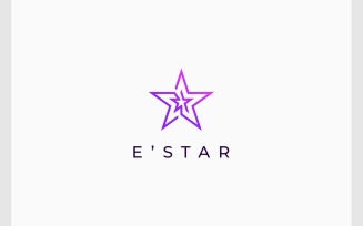 Letter E Star Shape Simple Logo