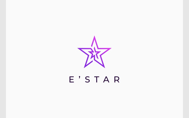 Letter E Star Shape Simple Logo Logo Template