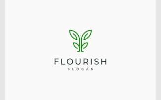 Letter F or FF Mirror Plant Leaf Logo