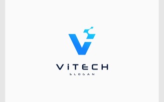 Letter V or VI Digital Technology Logo