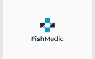 Medical Cross Fish Aquatic Logo