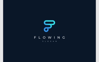 Letter F Fluid Flow Modern Colorful Logo