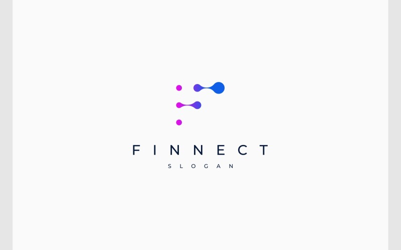 Letter F Molecule Connection Logo Logo Template