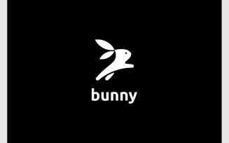 Rabbit Bunny Hare Jump Simple Unique Logo