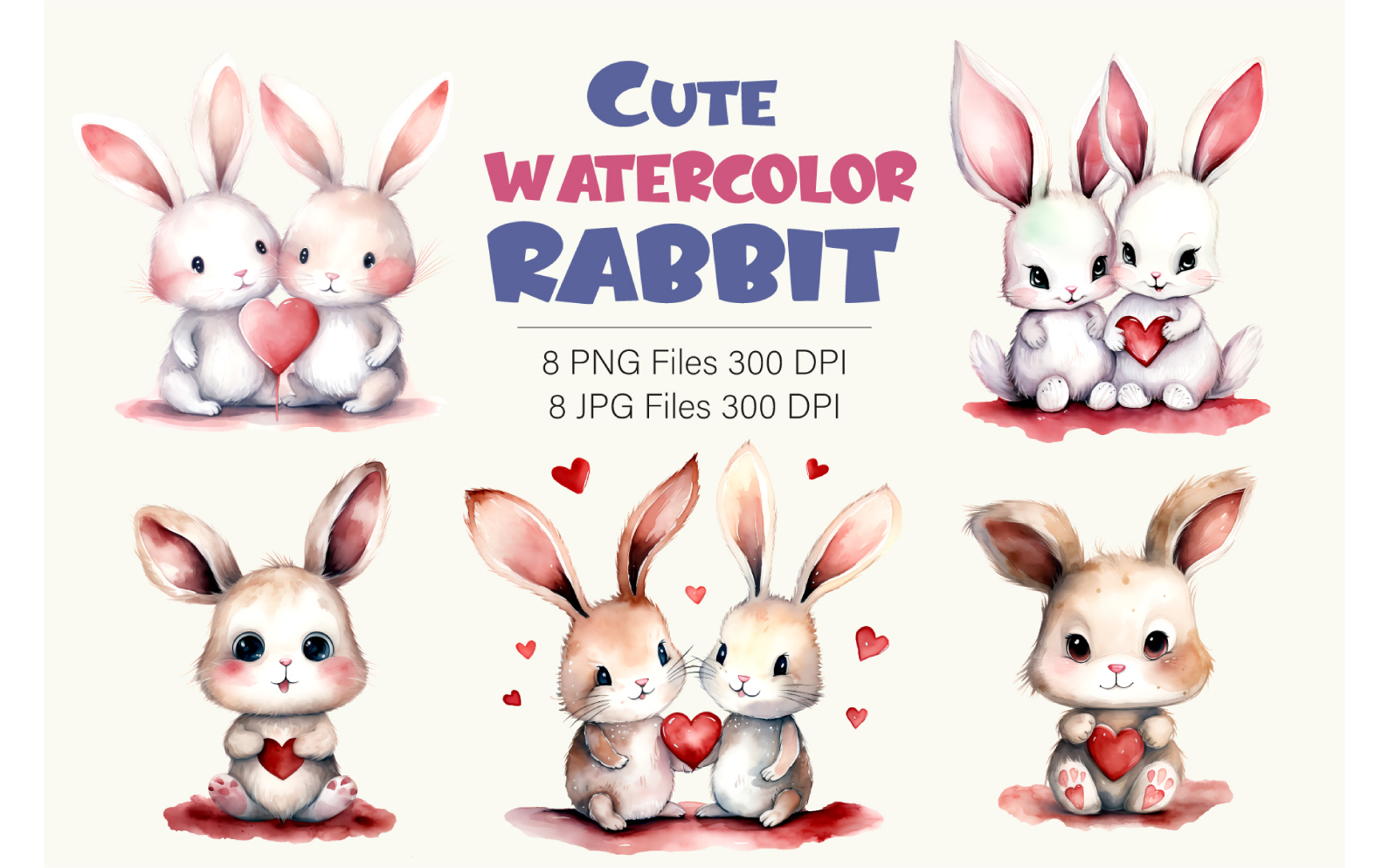 Kit Graphique #385729 Watercolor Rabbits Divers Modles Web - Logo template Preview