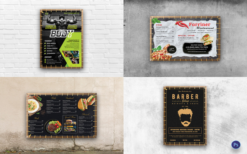 Advertisement Poster Board Mockup PSD Template Corporate Identity