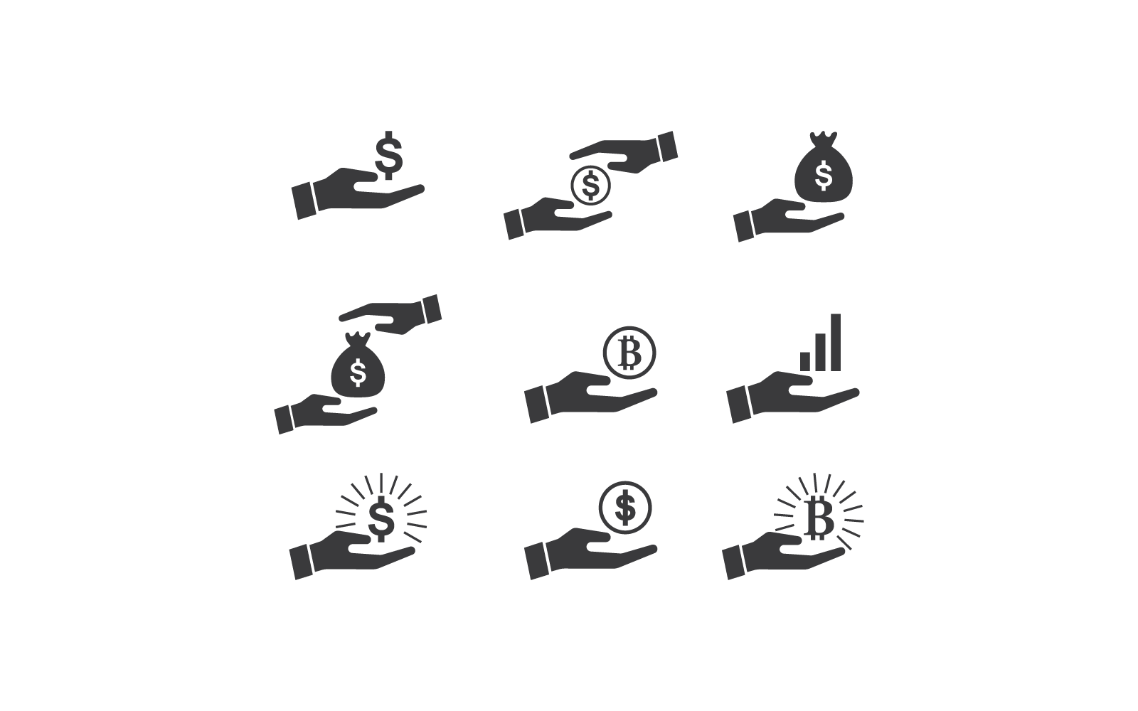 Currency hand and money icon vector flat design