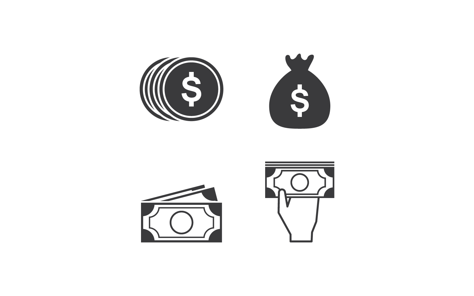 Flaches Design der Währungshand und des Geldsymbols