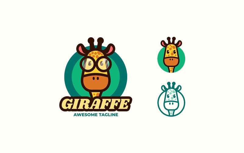 Giraffe Simple Mascot Logo 1 Logo Template