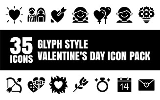 Glypiz - Multipurpose Valentine's Day Icon Pack in Glyph Style