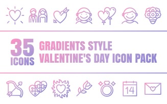 Gradizo - Multipurpose Valentine's Day Icon Pack in Gradients Outline Style