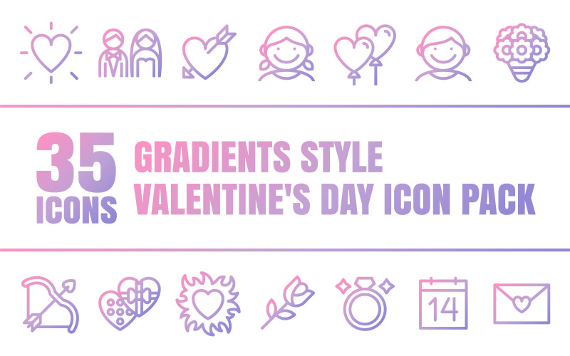 Gradizo - Multipurpose Valentine's Day Icon Pack in Gradients Outline Style Icon Set